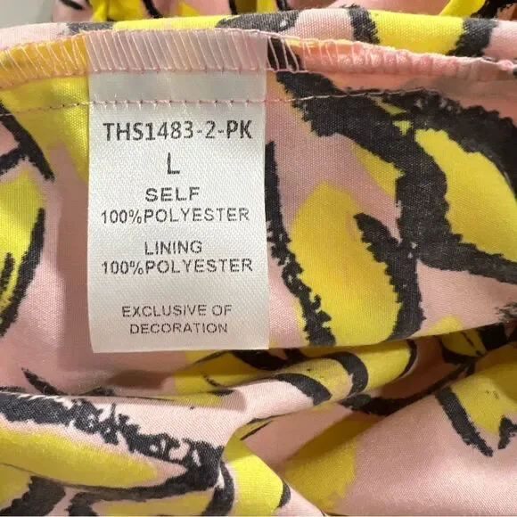 THML Short Sleeve Smocked Leaf Print Dress Large - Picture 7 of 8